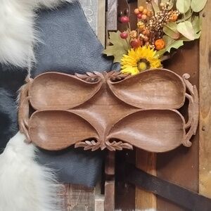 Rustic Carved Wooden Vanity Tray